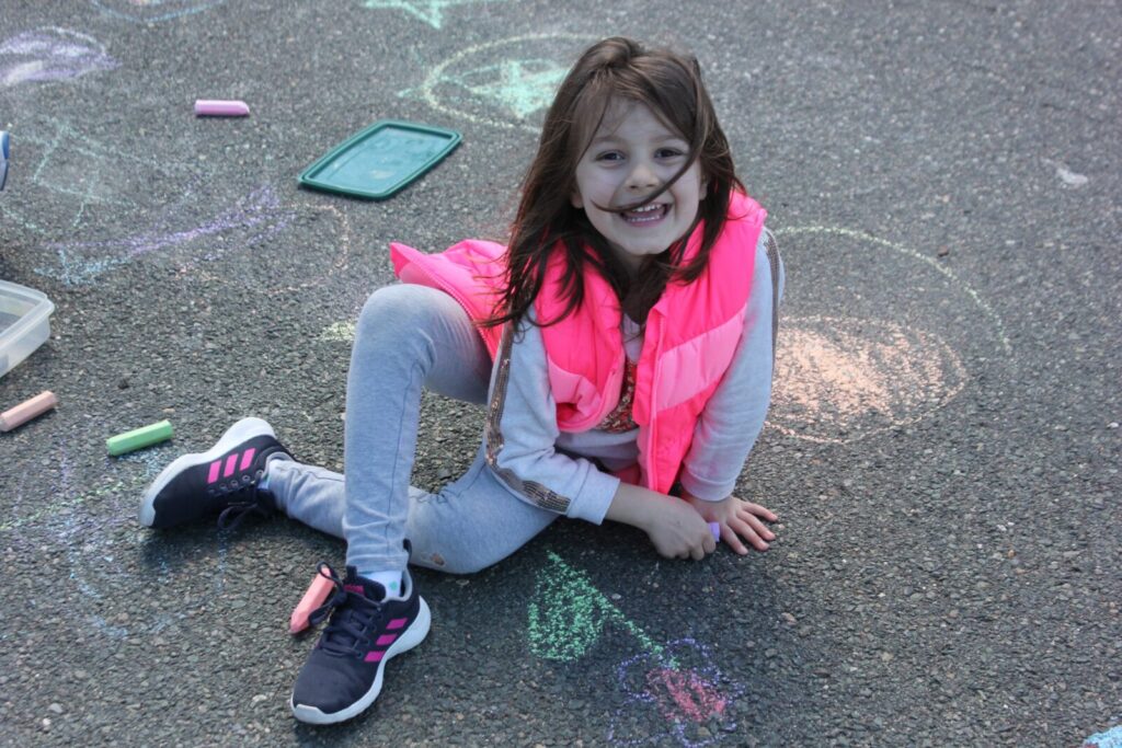 Girl smiling chalk drawing
